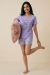 Zivame Beach Paradise Buttersoft Knit Poly Sleep Short Set - Blanc De — thumbnail 3